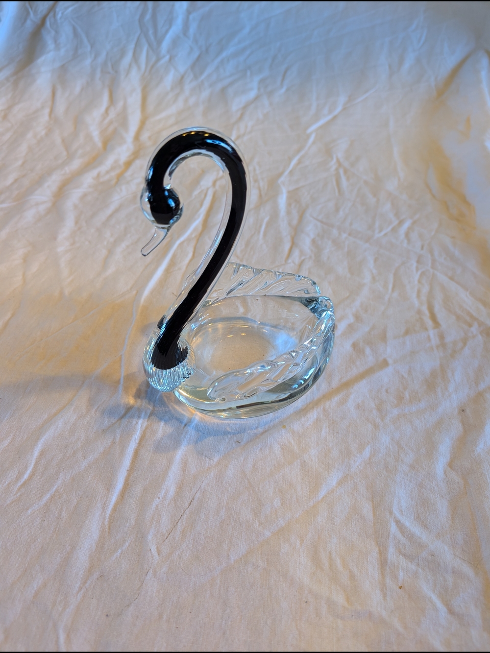 2/60$ Glass Swan Trinket Dish with Black Neck